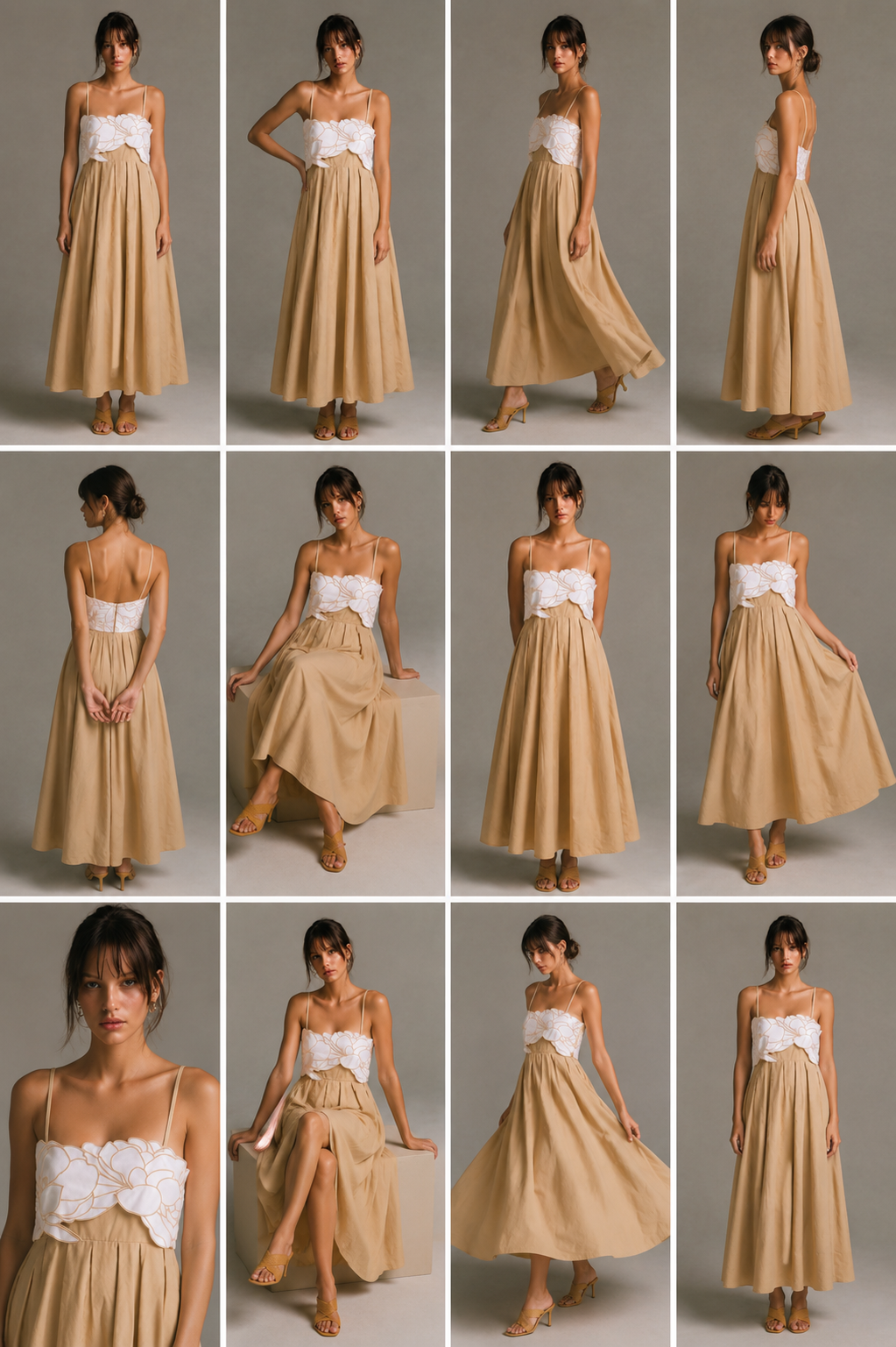 Kalani Floral Embroidery Pleated Maxi Dress