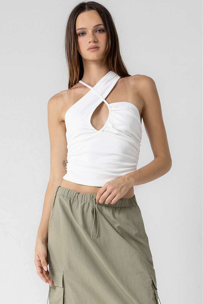 CROSS FRONT HALTER TOP