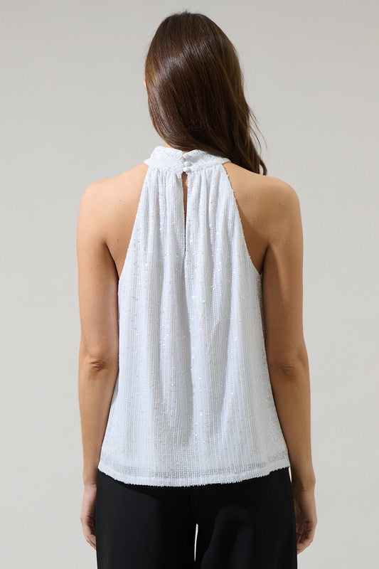 Kenzy Sequin Nature Halter Neck Sleeveless