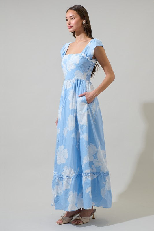 Afina Floral Mazy Smocked Midi Dress