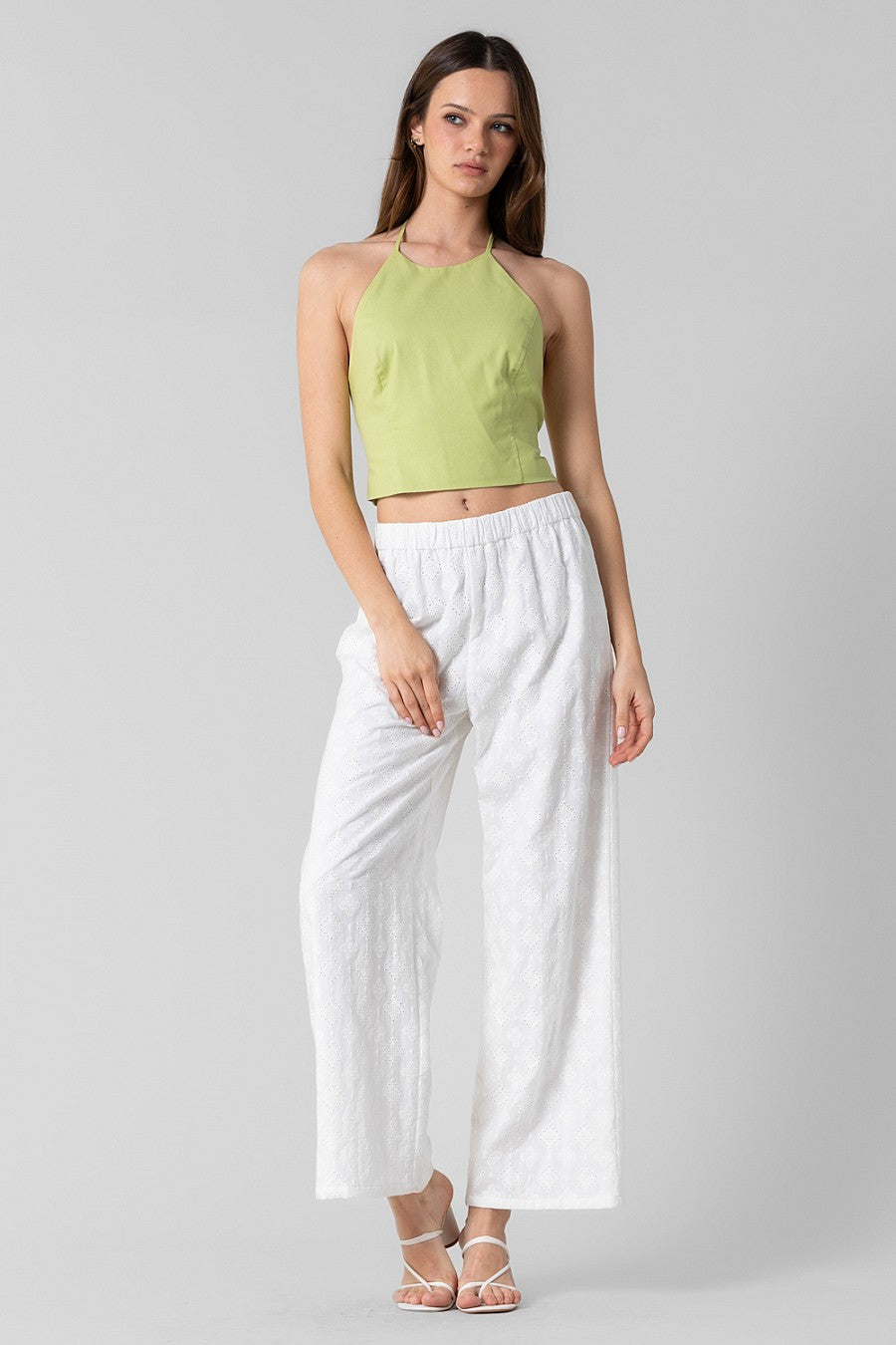 COTTON EYELET PANTS