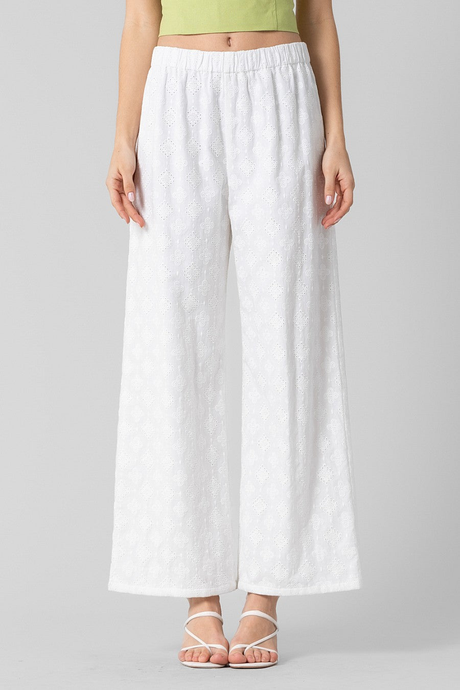 COTTON EYELET PANTS