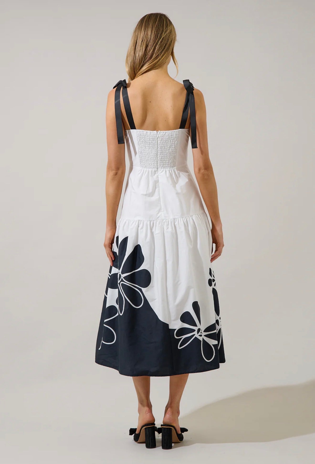 Wisteria Floral Contrast Midi Dress