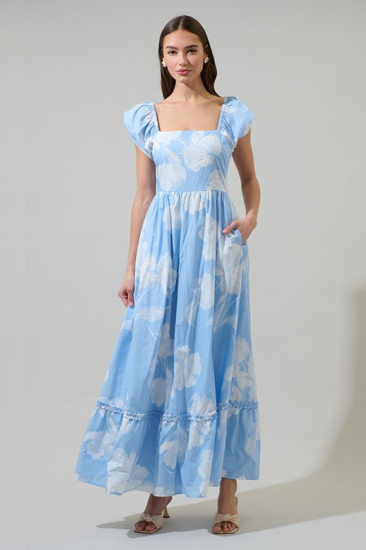 Afina Floral Mazy Smocked Midi Dress