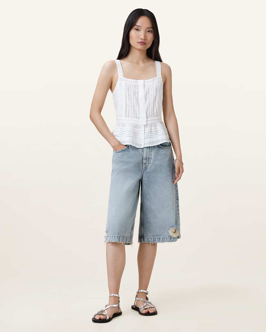 CATALINA SQUARE NECK BRODERIE TOP