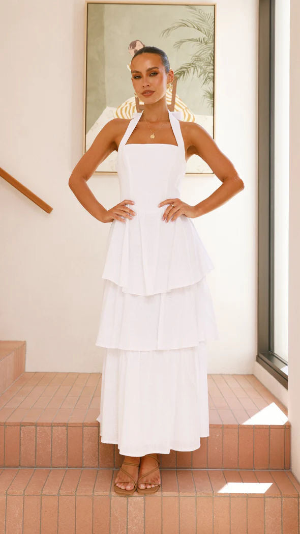 HALTERNECK CORSET MAXI DRESS