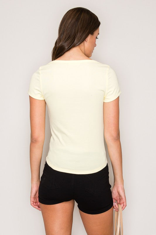 Boat Envelope Neck Short Sleeve Top