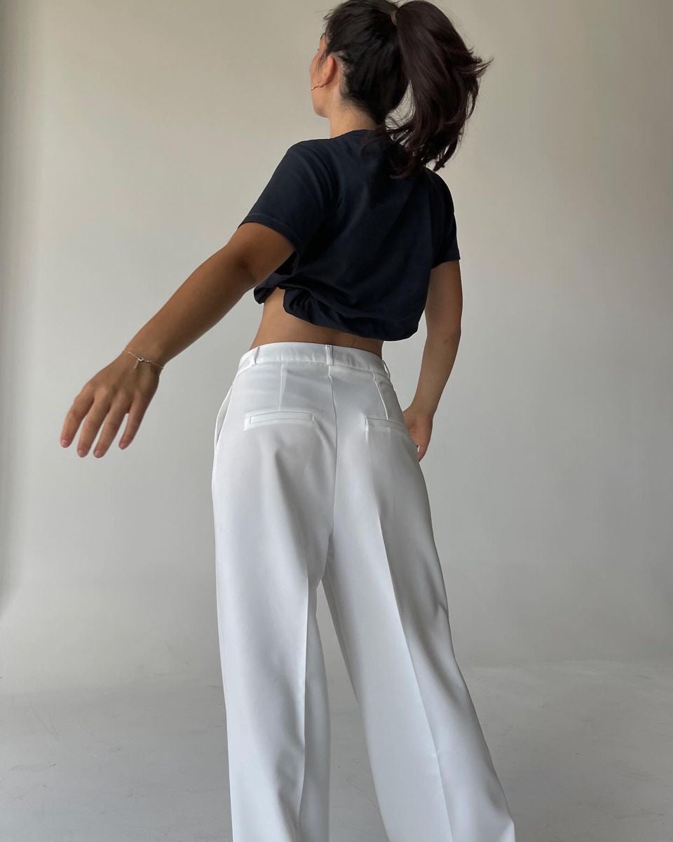 High Waist Straight Suit Pants