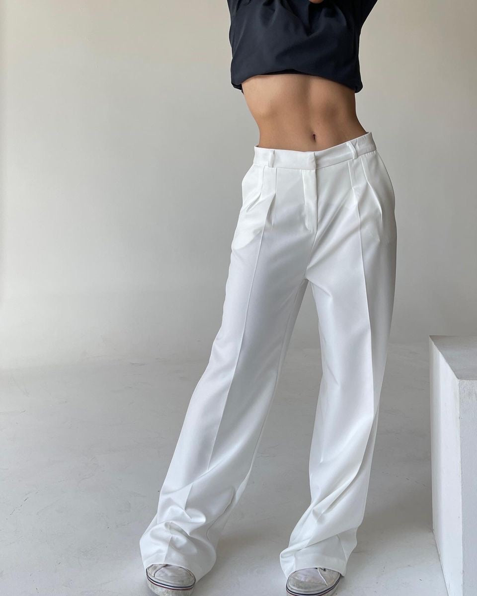 High Waist Straight Suit Pants