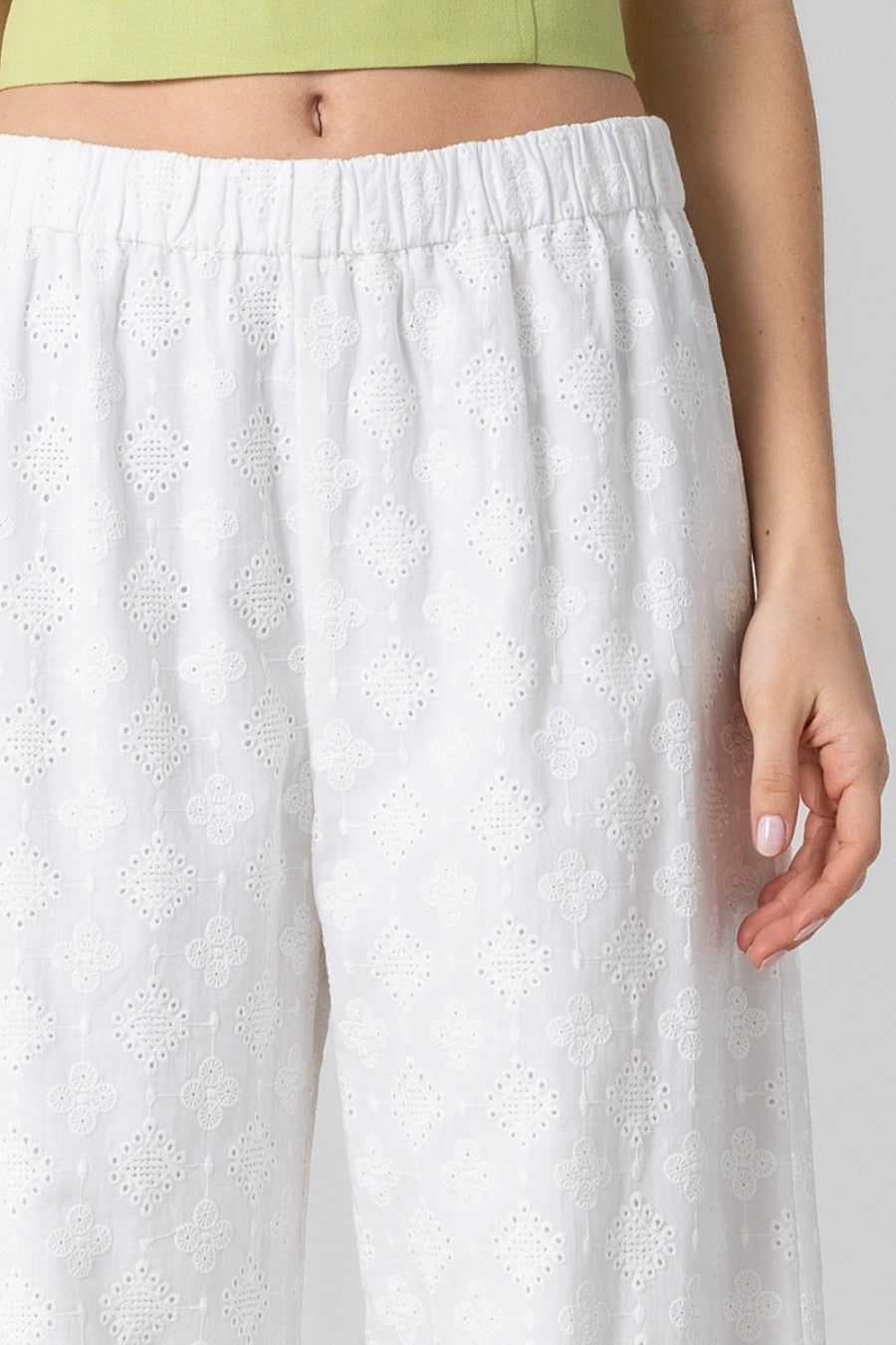 COTTON EYELET PANTS