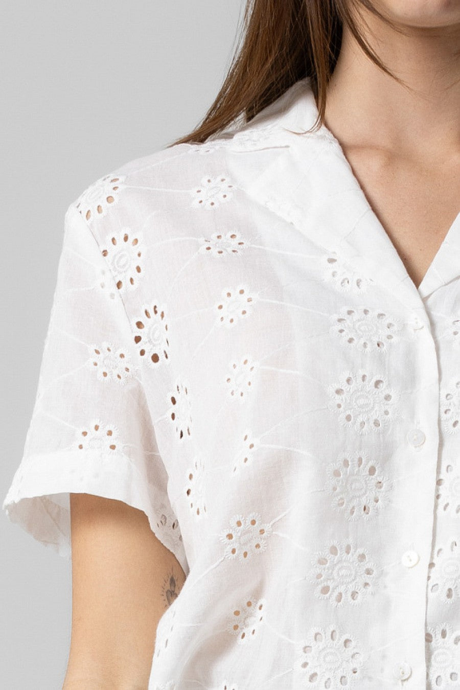 White eyelet top