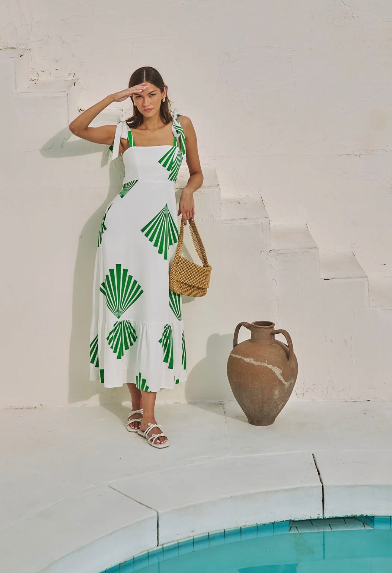 Hendy Shoulder Tie Maxi Dress Fan Breeze