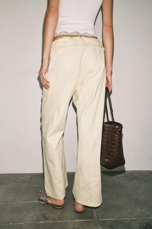 Anja Fold-over Cotton Twill Pant