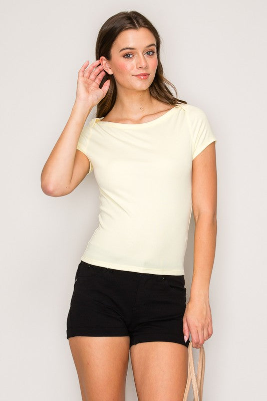 Boat Envelope Neck Short Sleeve Top