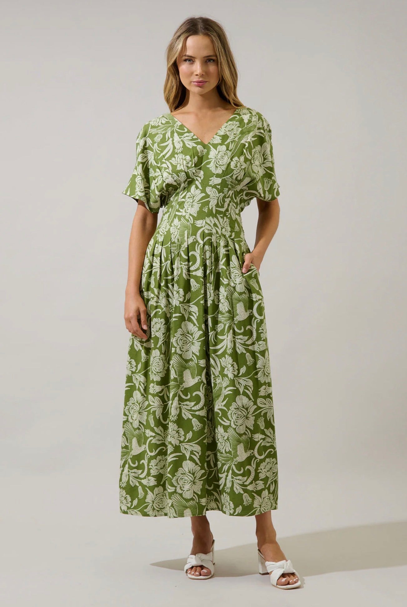 Melda Pleated Midi Dress Kory Floral