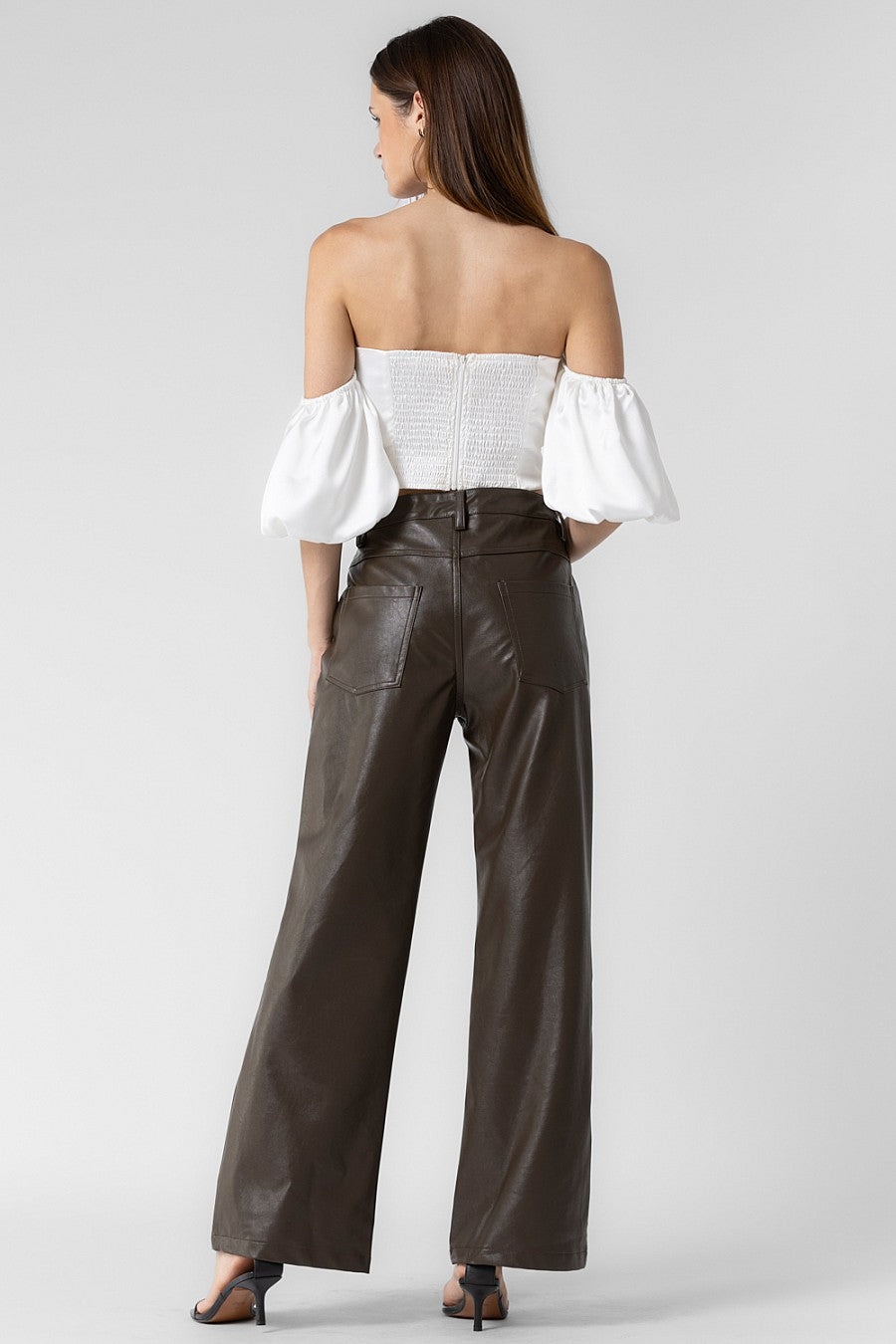 SATIN SHIRRED OFF THE SHOULDER TOP