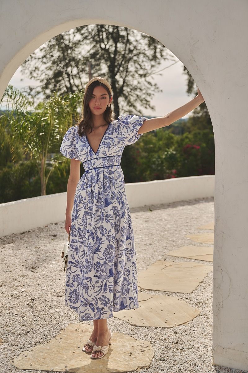 Jaylene Pleated Maxi Dress Virda Floral