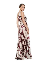 Mocha Floral Pleated One Shoulder Dress