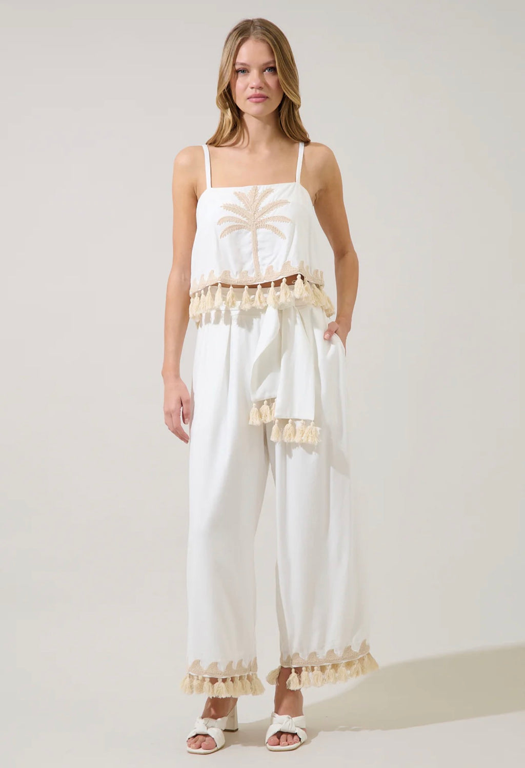 Biela Tassel Trim Wide Leg Pants