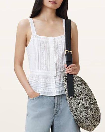 CATALINA SQUARE NECK BRODERIE TOP