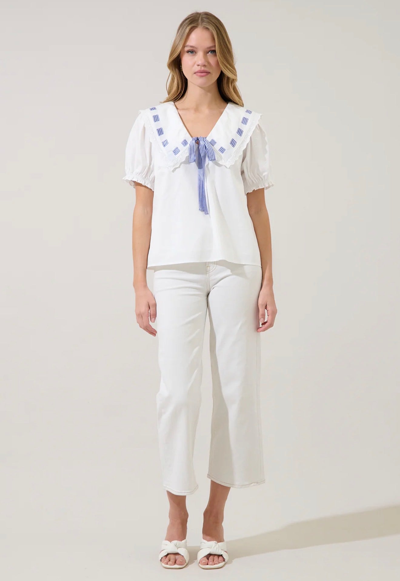 Miriam Gingham Sailor Top