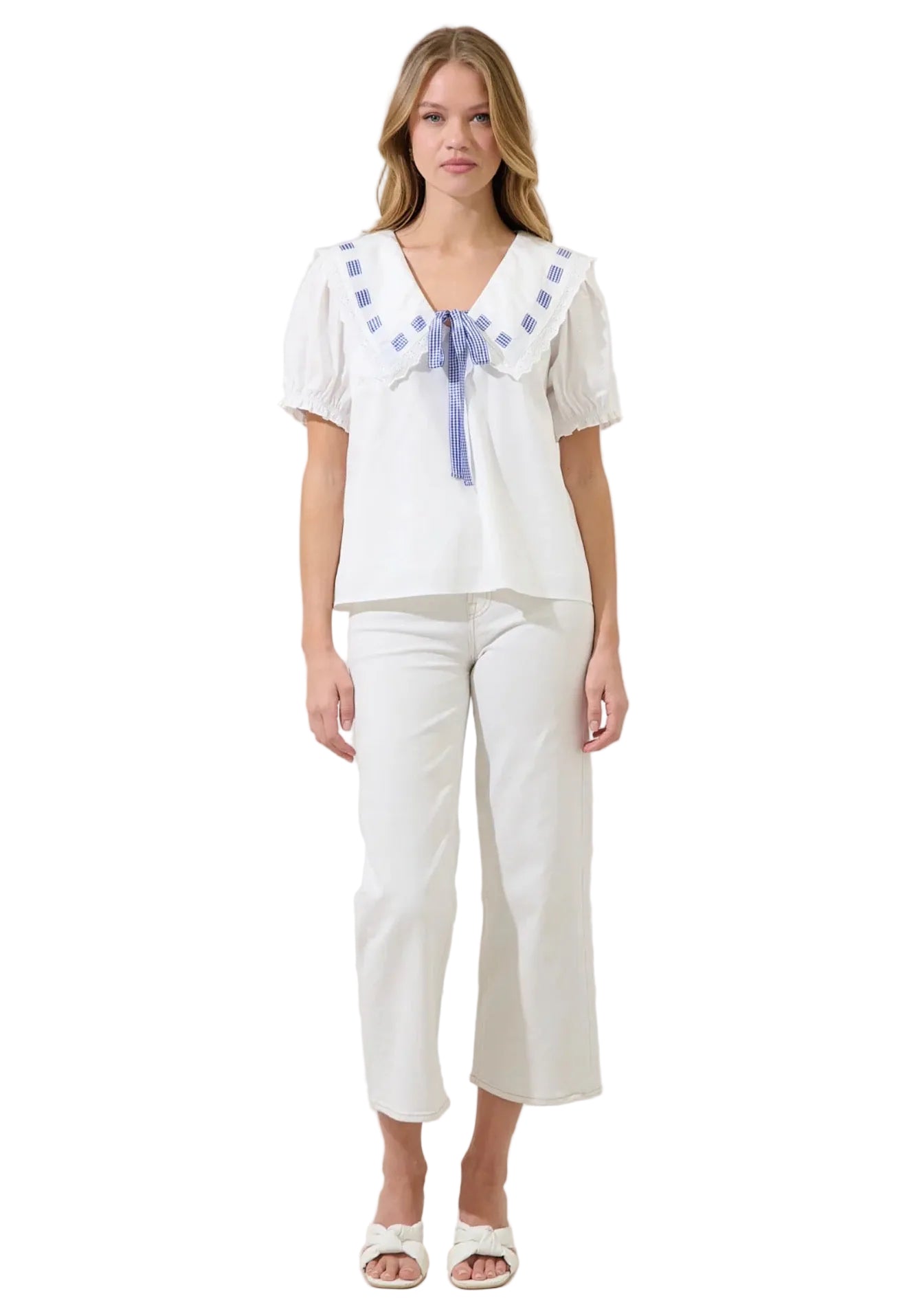 Miriam Gingham Sailor Top
