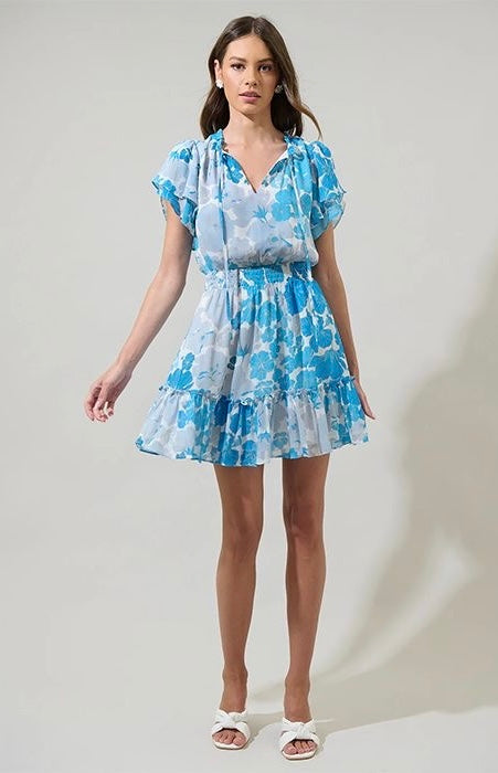 Kerela Floral Bumble Ruffle Mini Dress