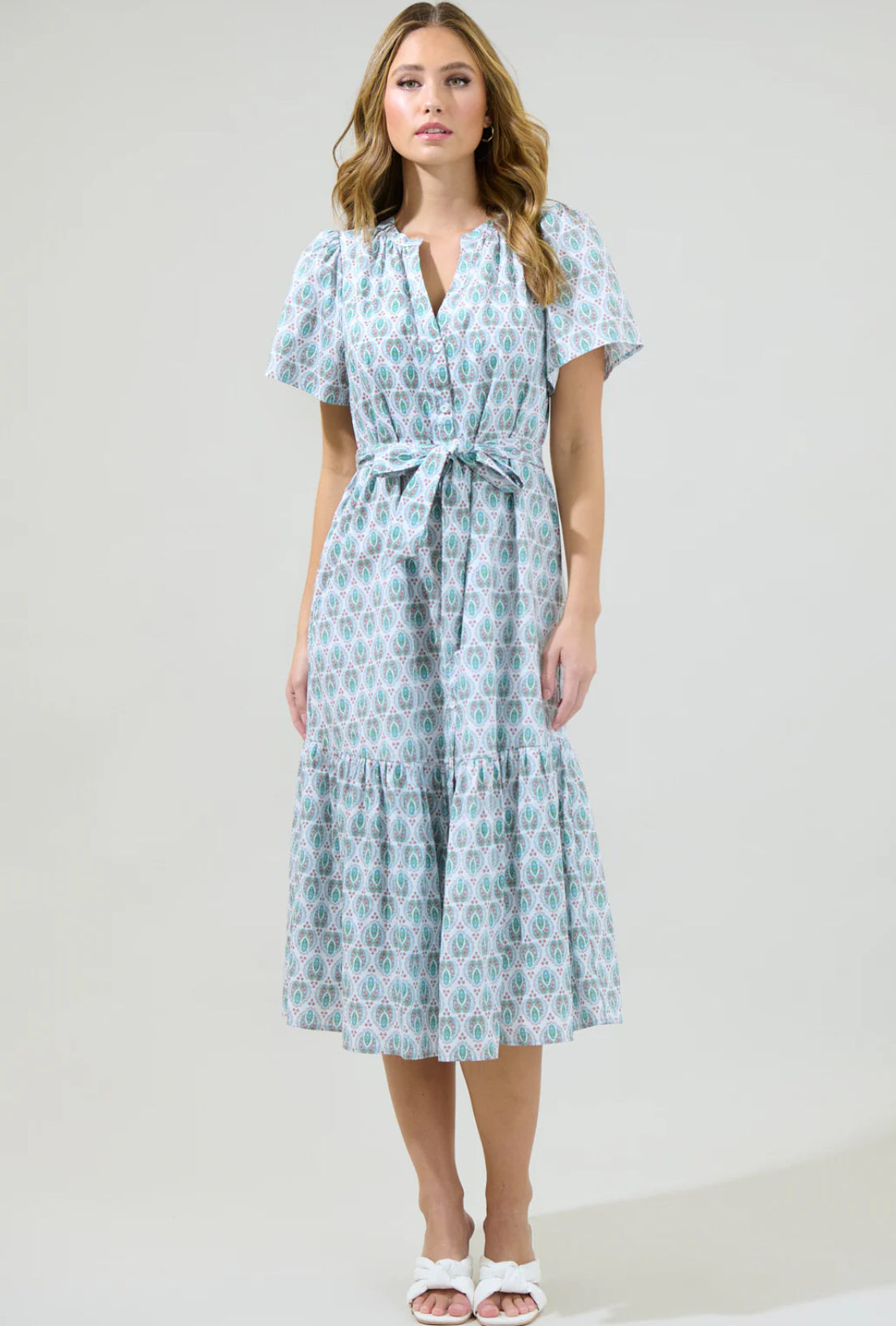 Pilar Cora Button Up Midi Dress