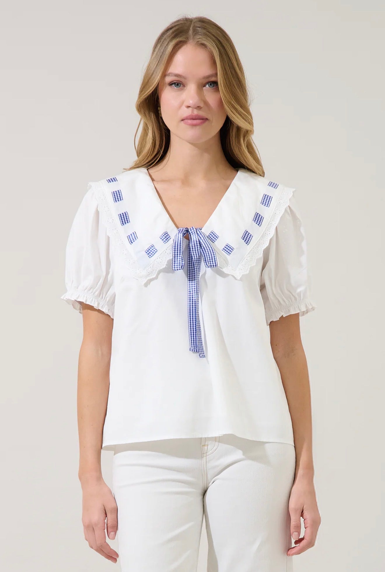 Miriam Gingham Sailor Top