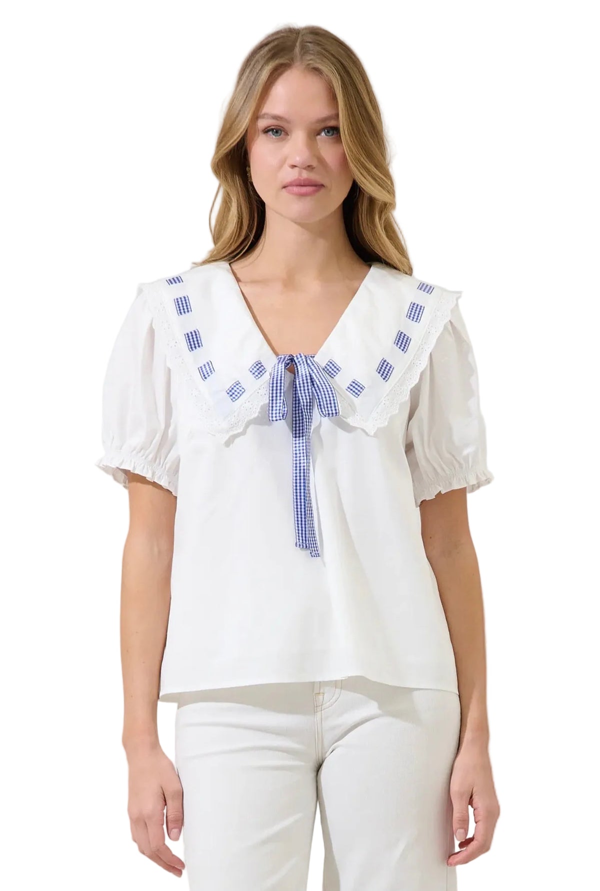 Miriam Gingham Sailor Top