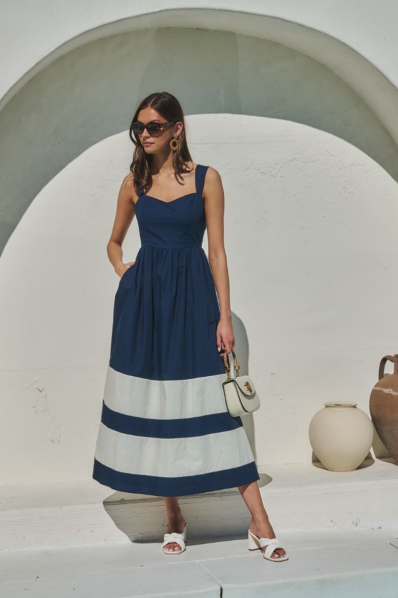 Murry Smocked Contrast Maxi Dress