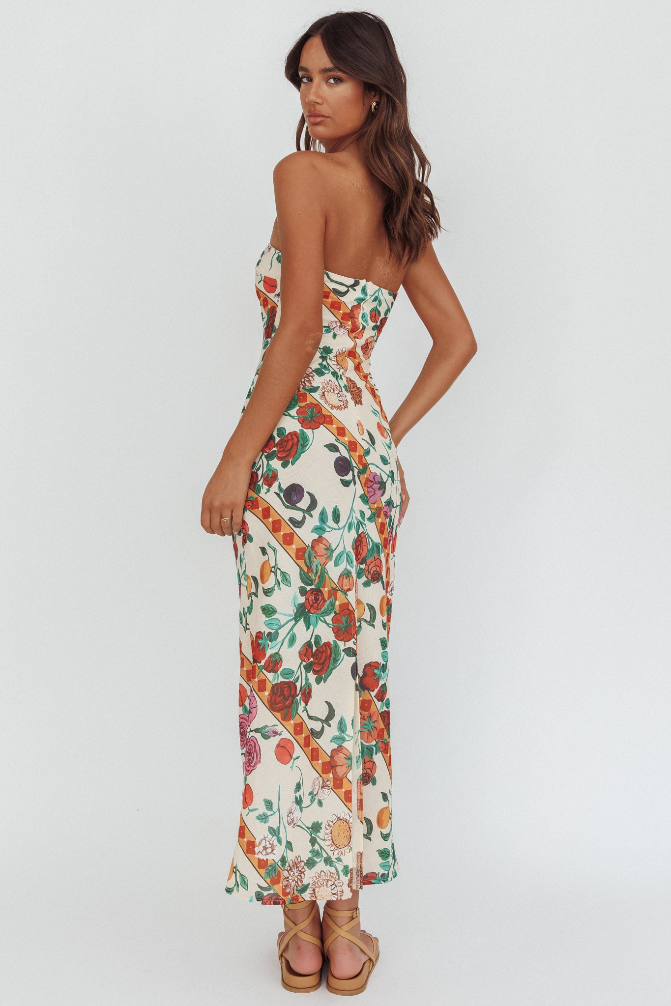 Floral Strapless Column Dress