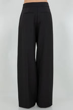 SOFT WOVEN STRAIGHT LEG TROUSERS WITH WAIST ACCENT