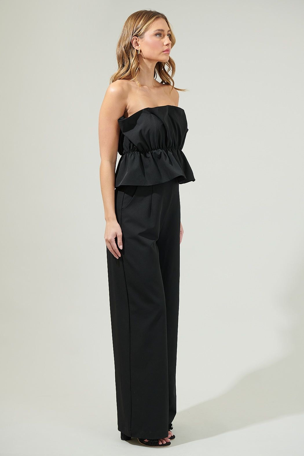 Overnight Strapless Ruffle
Jumpsuit