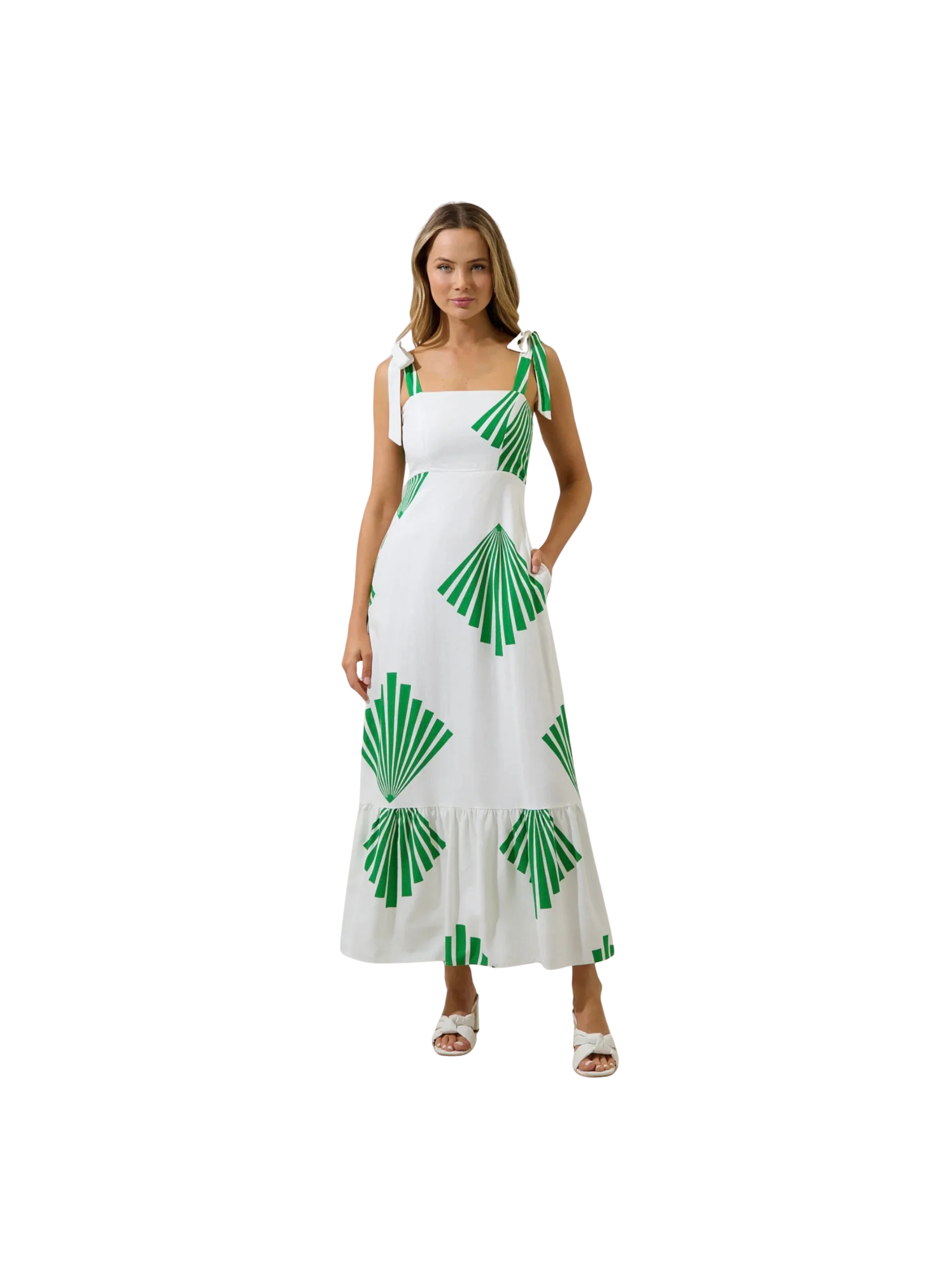 Hendy Shoulder Tie Maxi Dress Fan Breeze