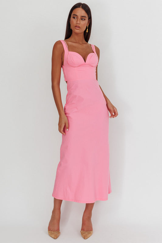 STITCHING V NECKLINE MAXI DRESS