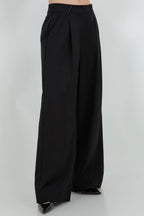 SOFT WOVEN STRAIGHT LEG TROUSERS WITH WAIST ACCENT