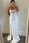White Rhinestone Bra Top Maxi