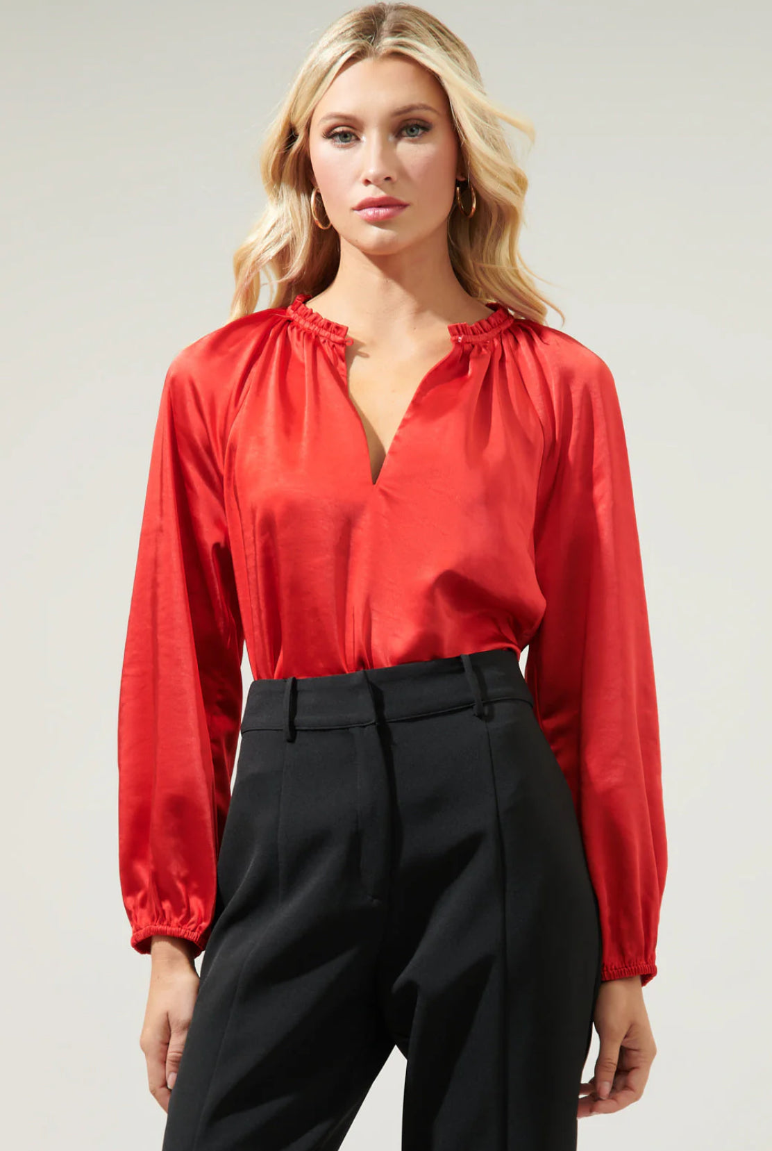 Alcazar Raglan Sleeve Satin Blouse