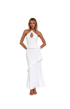 Clemence Smocked Frill Trim Maxi Dress White