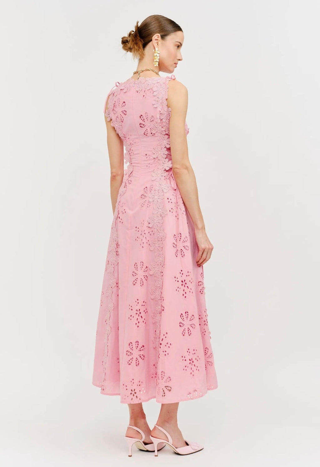 Rosé Eyelet Midi dress