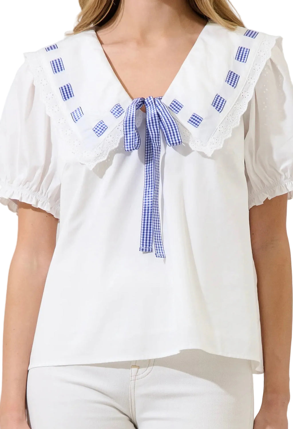 Miriam Gingham Sailor Top
