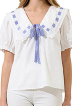 Miriam Gingham Sailor Top