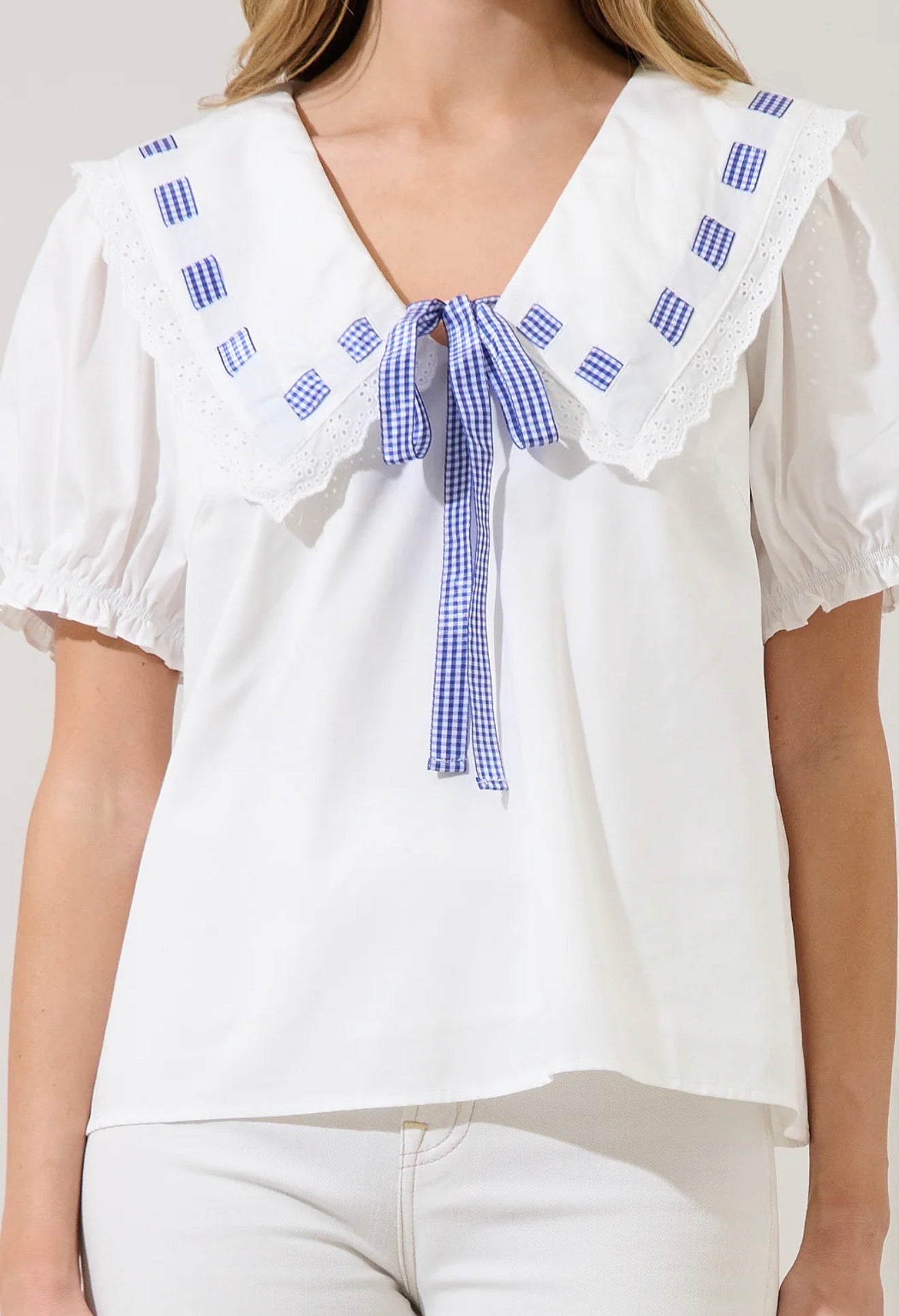 Miriam Gingham Sailor Top
