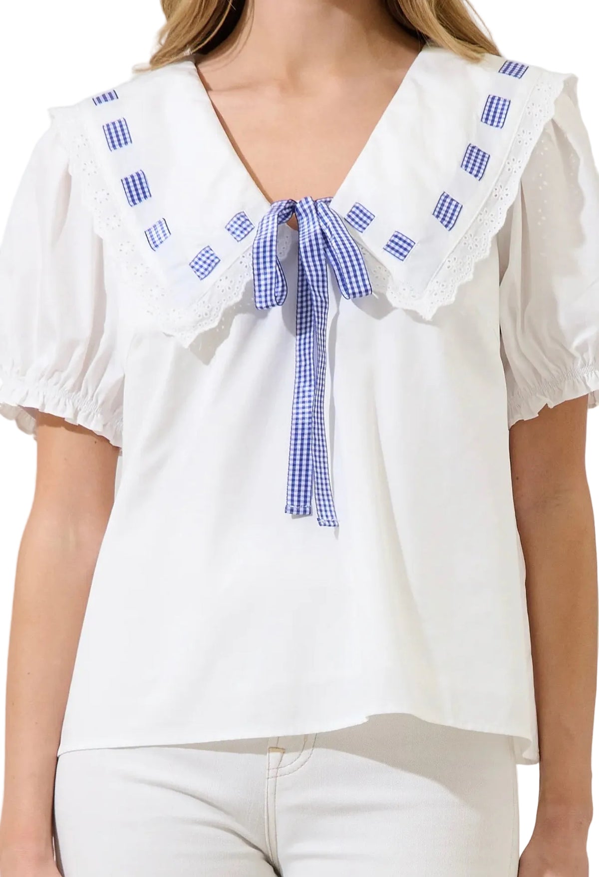 Miriam Gingham Sailor Top