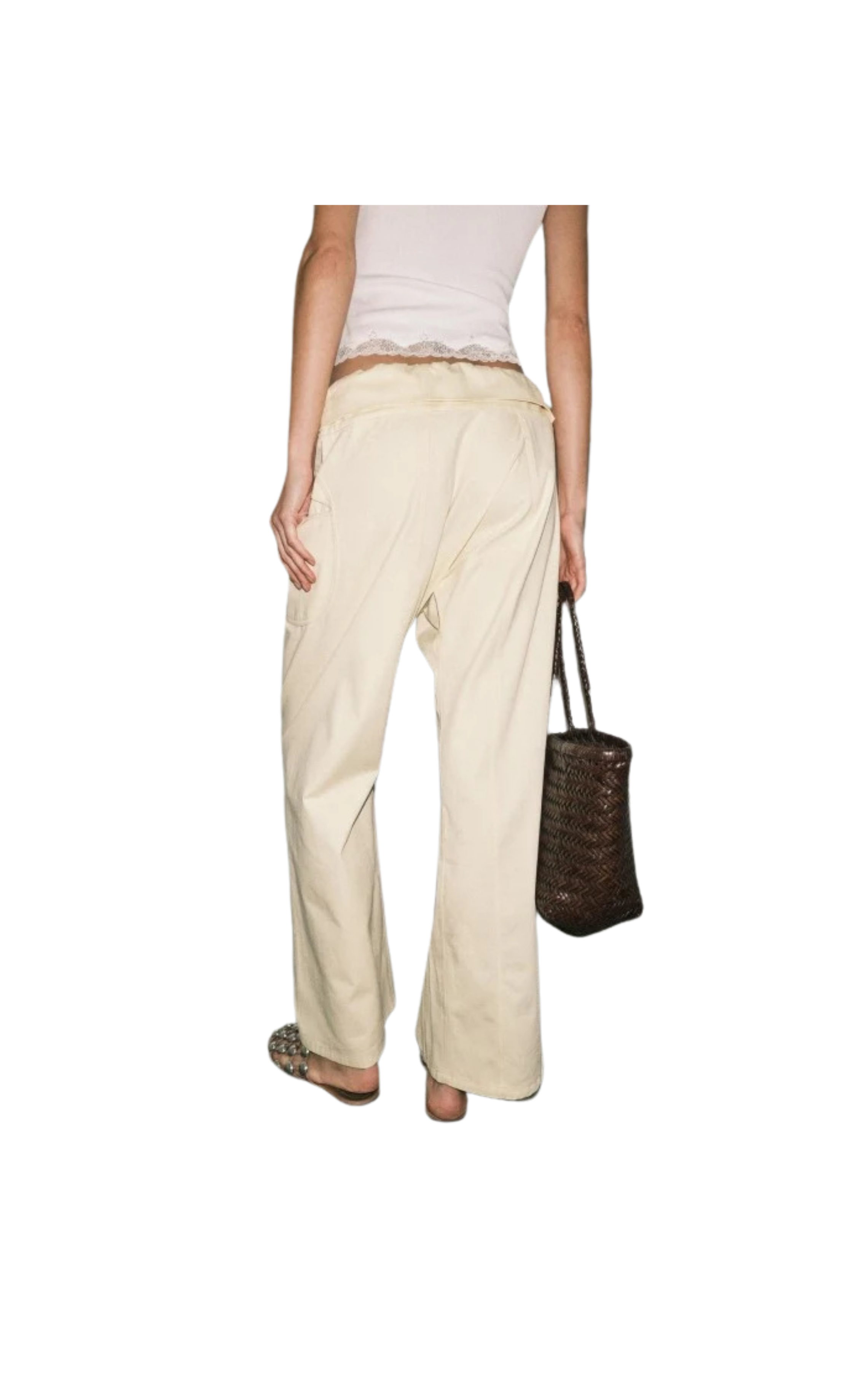 Anja Fold-over Cotton Twill Pant