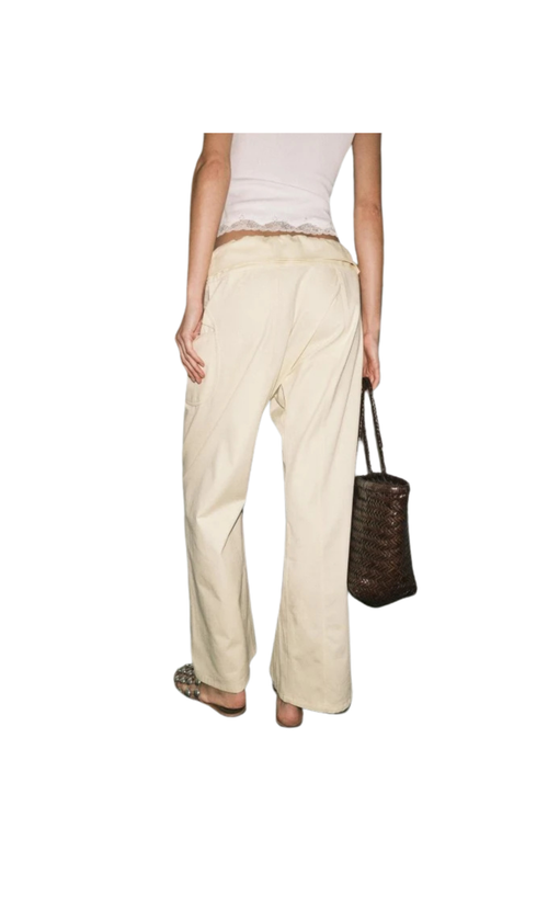 Anja Fold-over Cotton Twill Pant