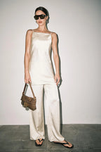 EDEN SATIN COWL NECK CAMI WIDE LEG PANT SET