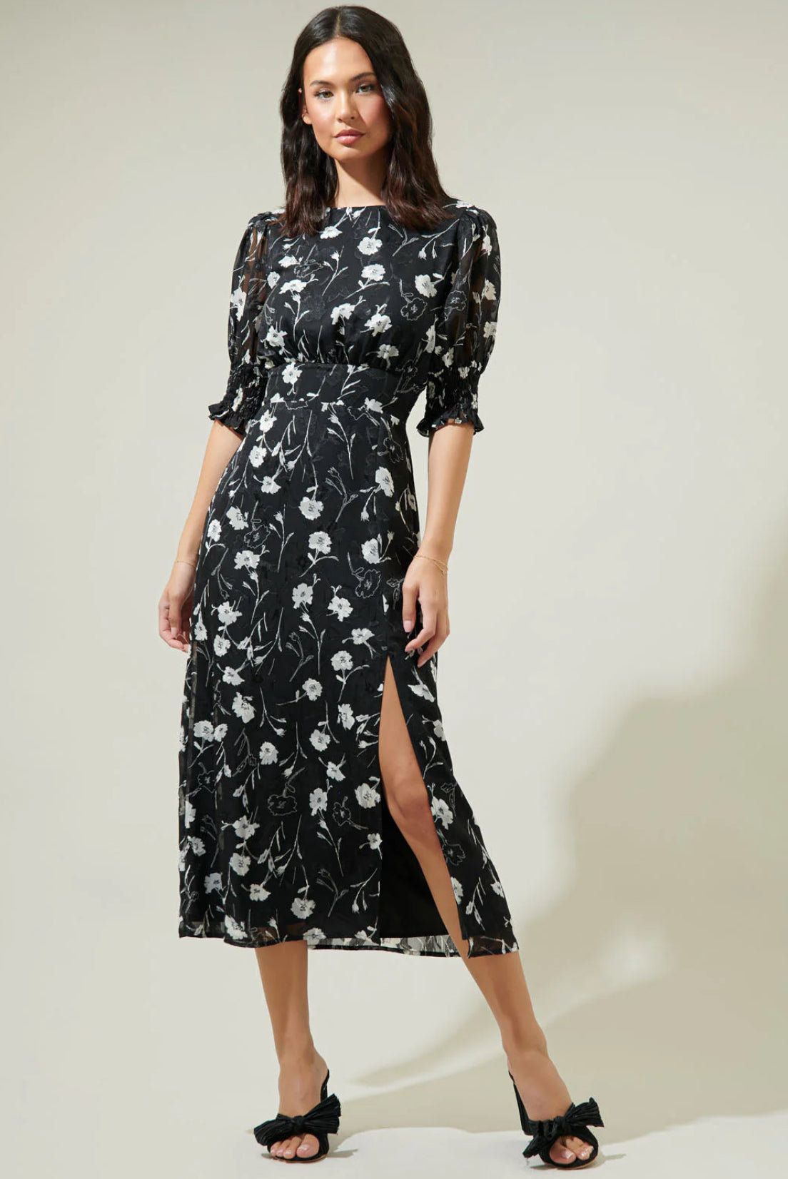 Marilu Floral Showoff Smocked Waist Midi Dress