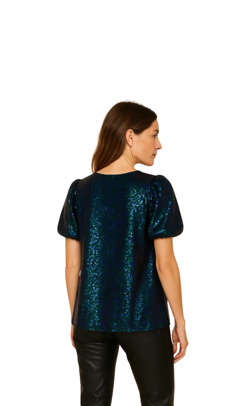 Alana Sequin Bubble Sleeve Top